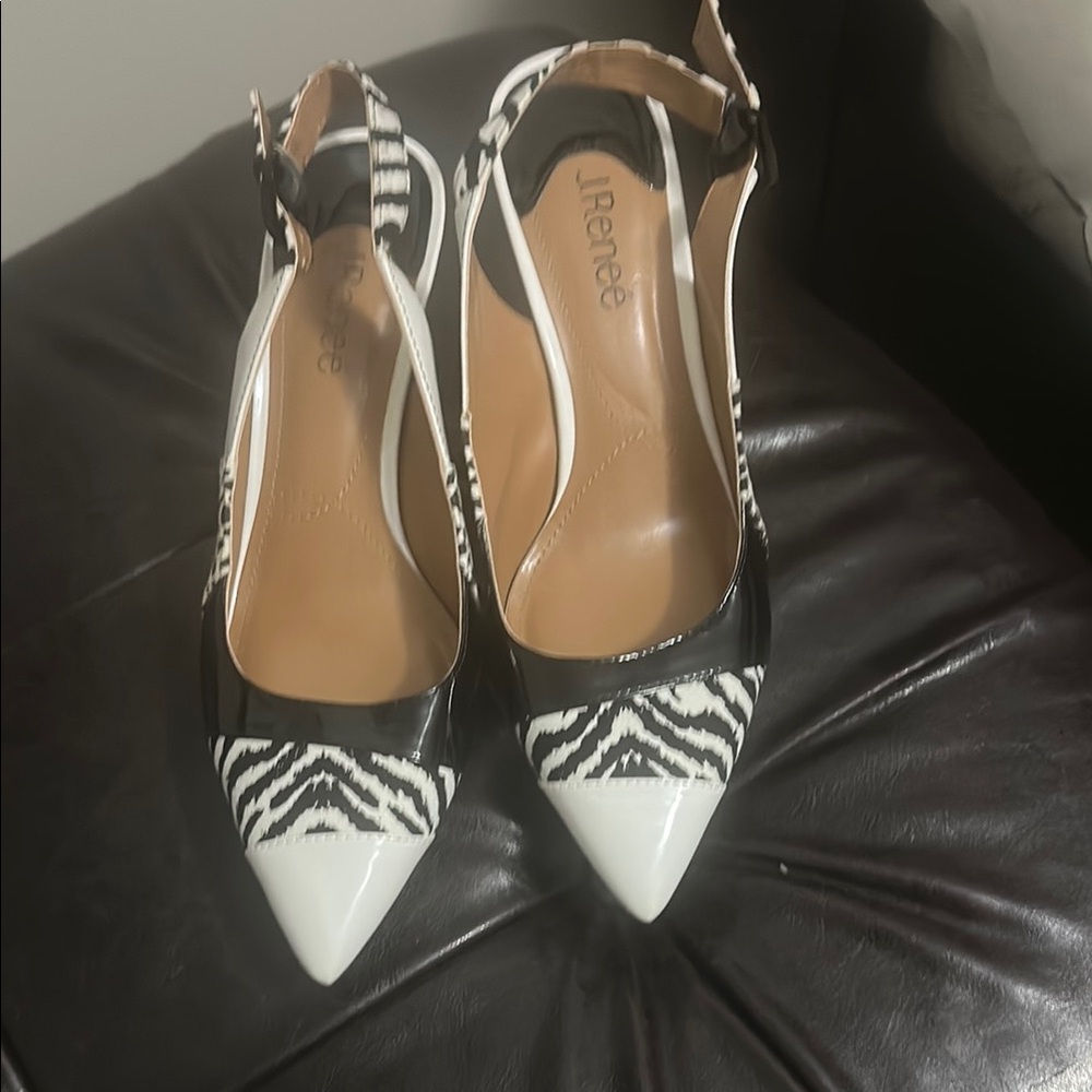 J.Renee Black and White Zebra Print Women's Shoes